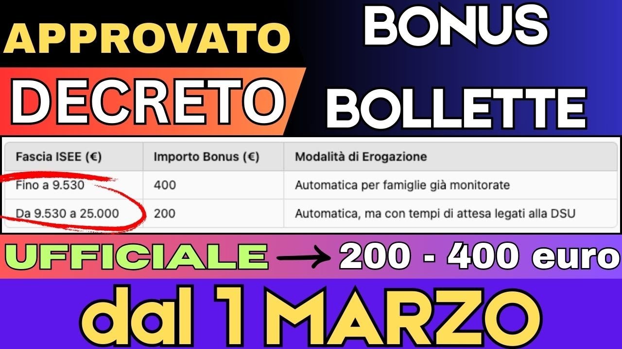 ✅ APPROVATO IL DECRETO BONUS BOLLETTE: 200€ - 400€ IN ARRIVO! ISEE E COME FARE DOMANDA 📢