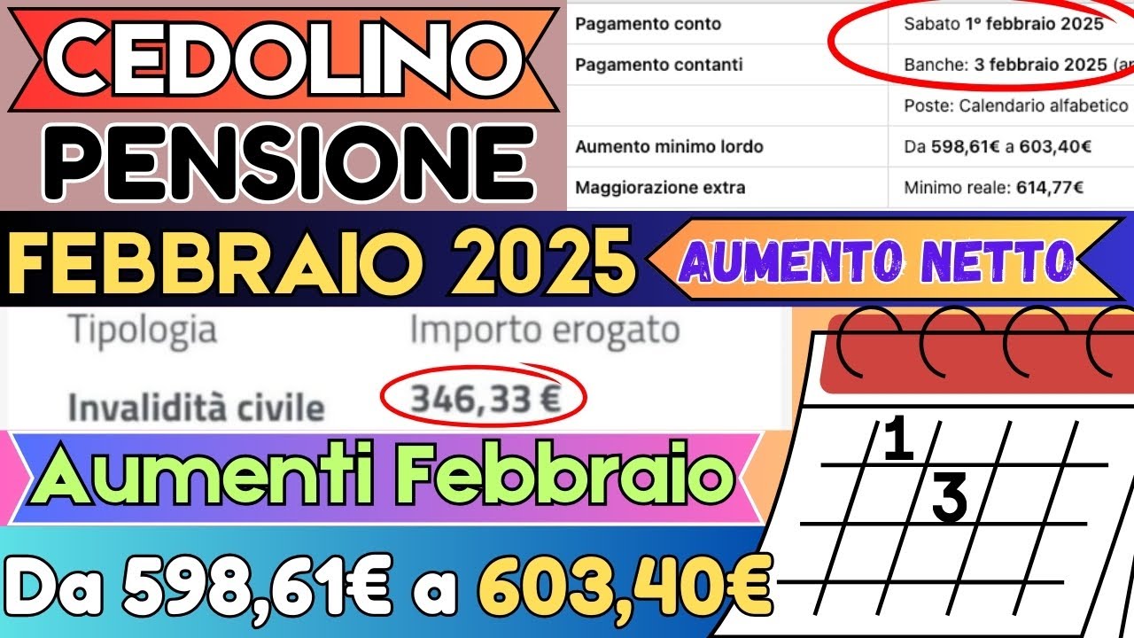 💰 CEDOLINO Pensione Febbraio 2025: AUMENTI NETTI e NUOVA IRPEF! Data di Pagamento Inps💡